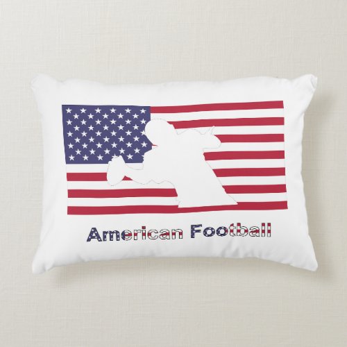 Flag with the silhouette of american football play accent pillow
