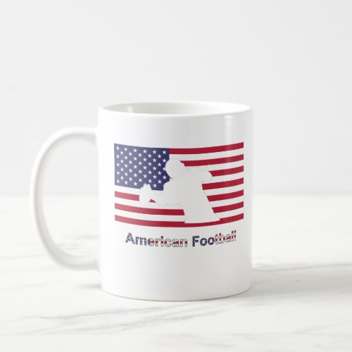Flag with the silhouette of american football play coffee mug