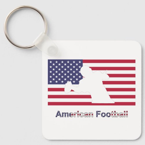 Flag with the silhouette of american football play keychain