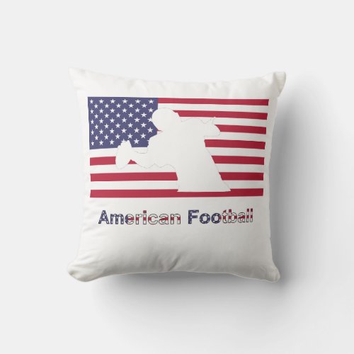 Flag with the silhouette of american football play throw pillow
