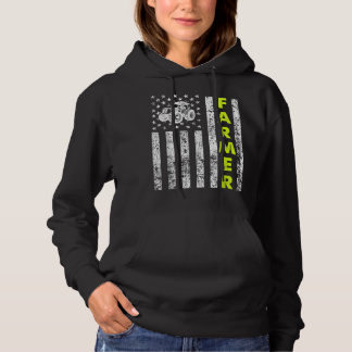 Flag With Tractor Patriotic Farmer  Hoodie