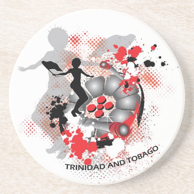 Flag Woman and Steelpan Sandstone Coaster (Front)