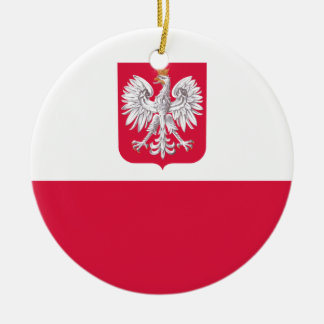 Flaga Polski - Polish Flag with Coat of Arms Ceramic Ornament