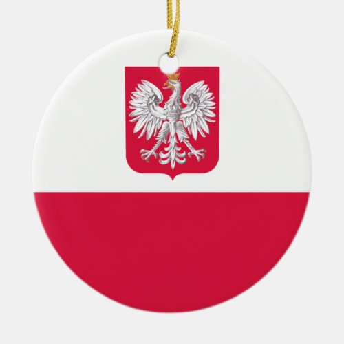Flaga Polski _ Polish Flag with Coat of Arms Ceramic Ornament