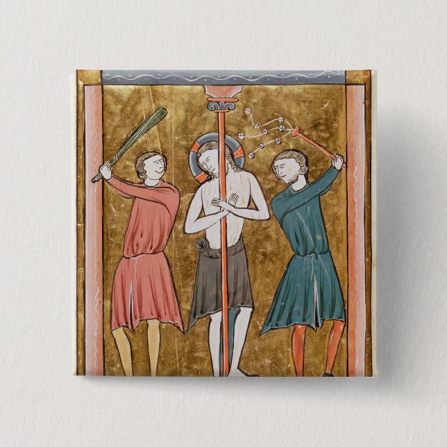 Flagellation, from 'Psautier a l'Usage de Paris' Button (Front)