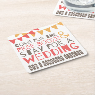 Flagged Booze & Wedding Save the Date Coasters