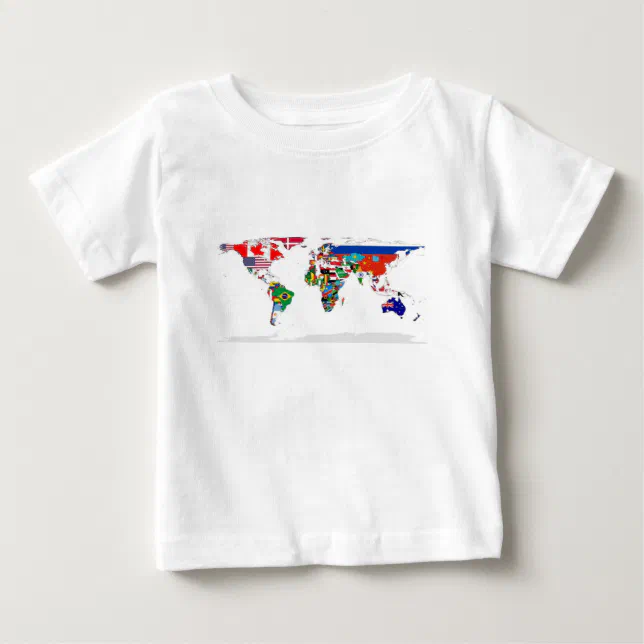 Flagged World - Map of Flags of the World Baby T-Shirt | Zazzle