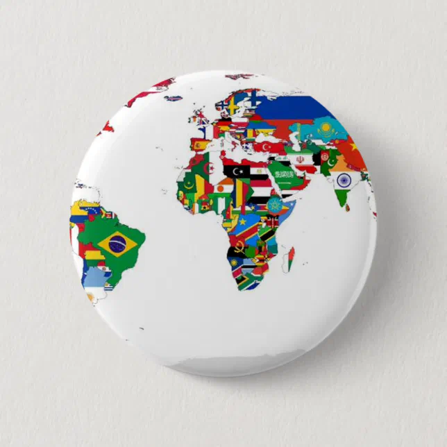 Map Button Flag Flagged World - Map of Flags of the World Button | Zazzle