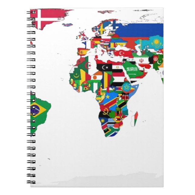 Flagged World - Map of Flags of the World Notebook (Front)