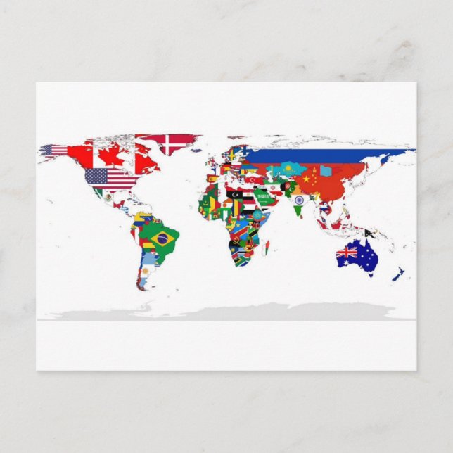 Flagged World - Map of Flags of the World Postcard (Front)