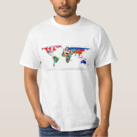 Flagged World - Map of Flags of the World T-Shirt