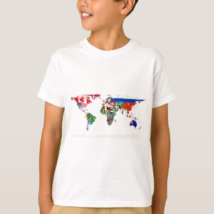 Flagged World - Map of Flags of the World T-Shirt