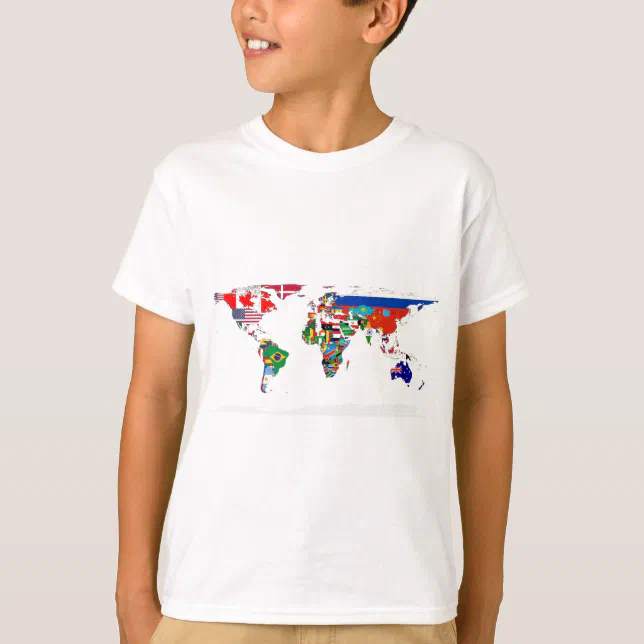 Flagged World - Map of Flags of the World T-Shirt | Zazzle