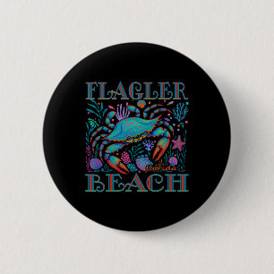 Flagler Beach Florida Blue Crab Summer Beach Vacat Button
