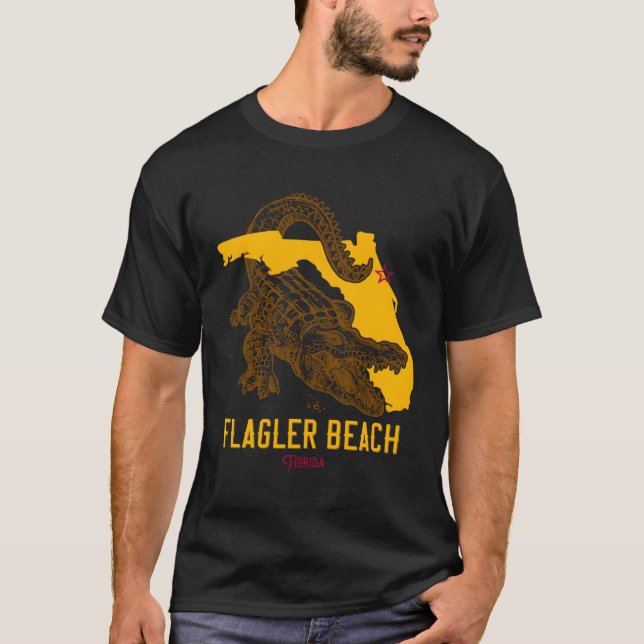 Flagler Beach Florida Fl Aligator Vacation Surf T-Shirt (Front)