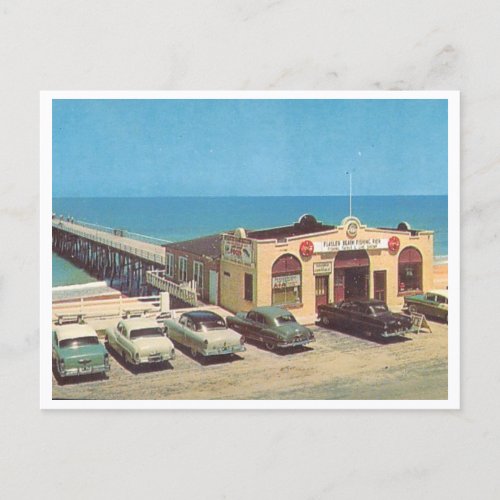 Flagler Beach Florida vintage fishing pier 1950s Postcard