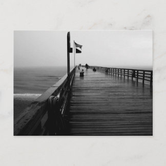 Flagler Beach Pier Black and White Photography Postcard
