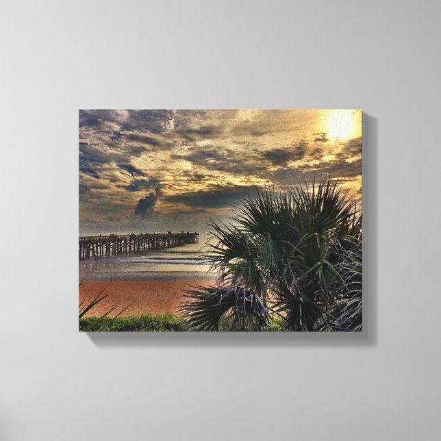 Flagler Beach Pier on Canvas. Canvas Print (Front)