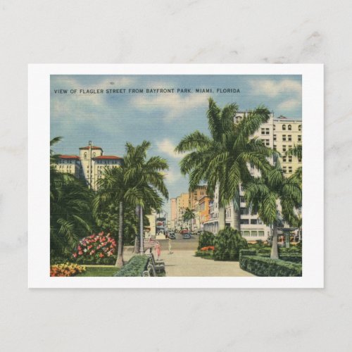 Flagler St Miami Florida Vintage Postcard