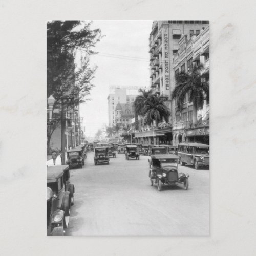 Flagler Street Miami 1920s Postcard