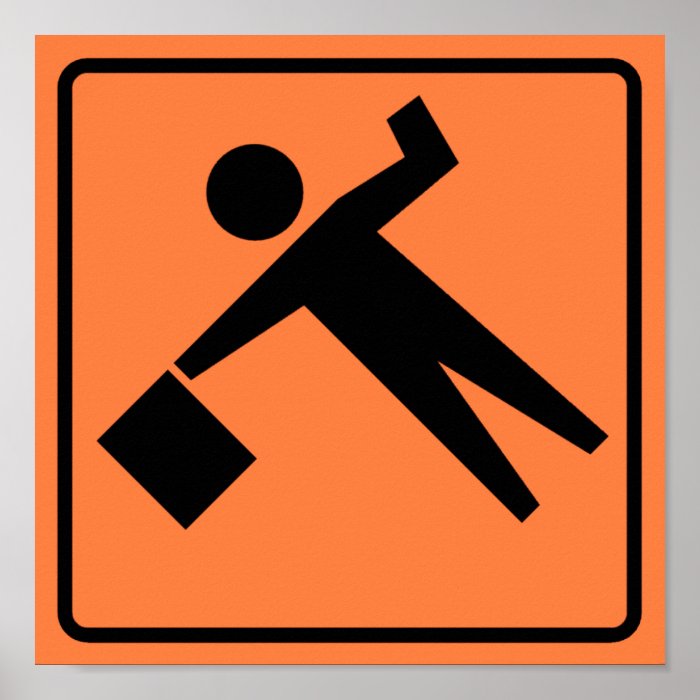 Flagman Ahead Highway Sign Posters