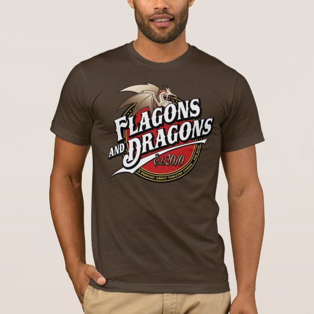 Flagons and Dragons Podcast Est.2010 Logo T-Shirt (Front)
