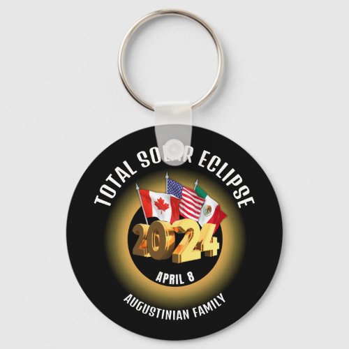 Flags 2024 TOTAL SOLAR ECLIPSE Family Keychain