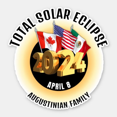 Flags 2024 TOTAL SOLAR ECLIPSE Family Sticker