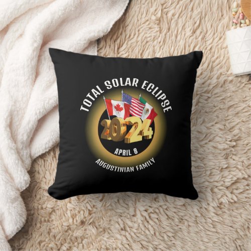 Flags 2024 TOTAL SOLAR ECLIPSE Family Throw Pillow