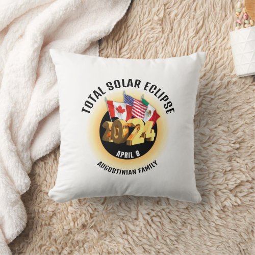 Flags 2024 TOTAL SOLAR ECLIPSE Family Throw Pillow