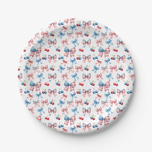 Flags and cherries paper plates (Front)