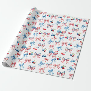 Flags and cherries wrapping paper