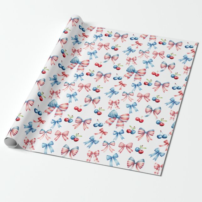 Flags and cherries wrapping paper (Unrolled)