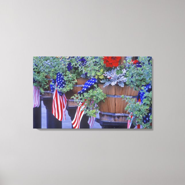 Flags and Flowers in Philipsburg Montana Canvas Print (Front)