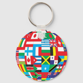 Flags Around the World Globe Keychain