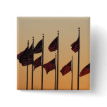 Flags at Sunset American Patriotic USA Button