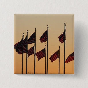 Flags at Sunset American Patriotic USA Button