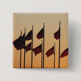 Flags at Sunset American Patriotic USA Button
