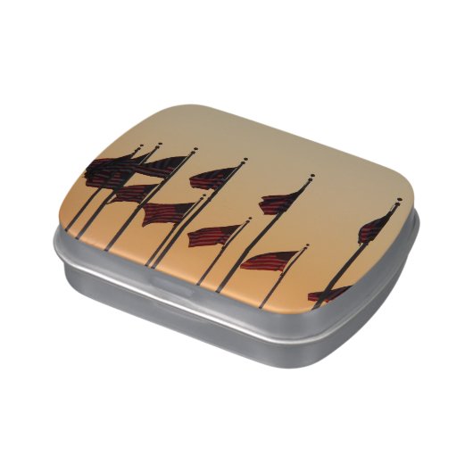 Flags at Sunset American Patriotic USA Candy Tin (Side)