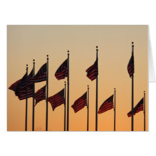 Flags at Sunset American Patriotic USA Card