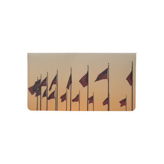 Flags at Sunset American Patriotic USA Checkbook Cover (Front)