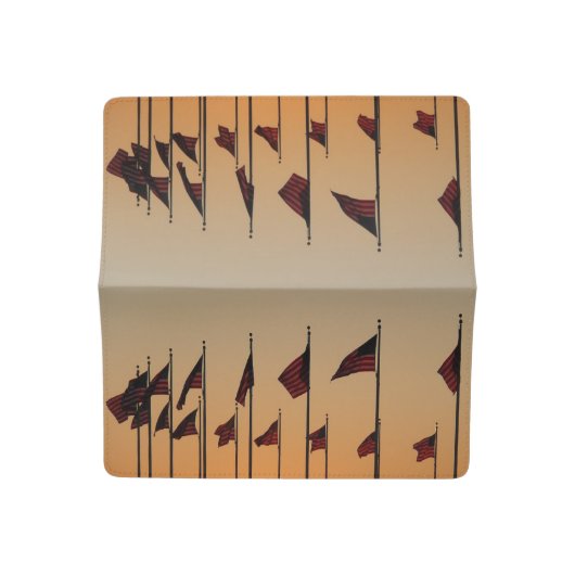 Flags at Sunset American Patriotic USA Checkbook Cover (Open)