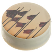 Flags at Sunset American Patriotic USA Chocolate Covered Oreo (Angled)