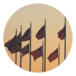 Flags at Sunset American Patriotic USA Classic Round Sticker