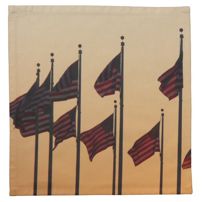 Flags at Sunset American Patriotic USA Cloth Napkin (Front)