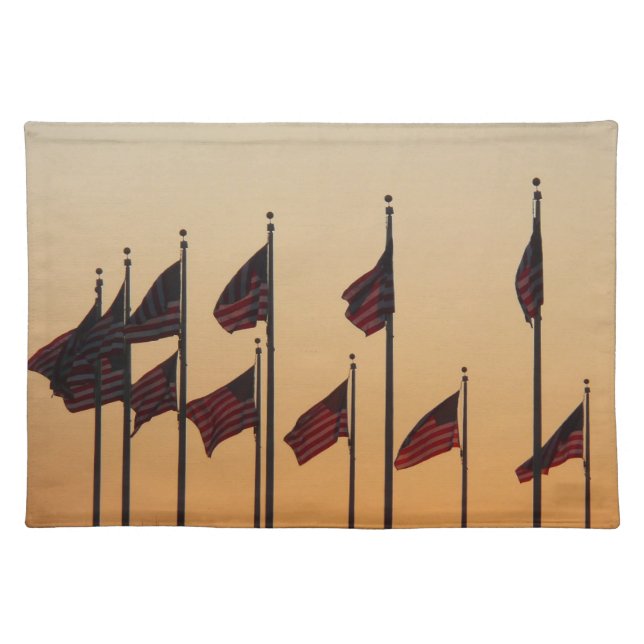 Flags at Sunset American Patriotic USA Cloth Placemat (Front)