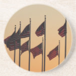 Flags at Sunset American Patriotic USA Coaster