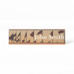 Flags at Sunset American Patriotic USA Desk Name Plate
