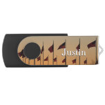 Flags at Sunset American Patriotic USA Flash Drive