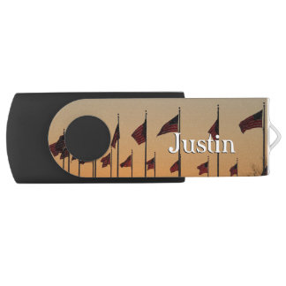 Flags at Sunset American Patriotic USA Flash Drive